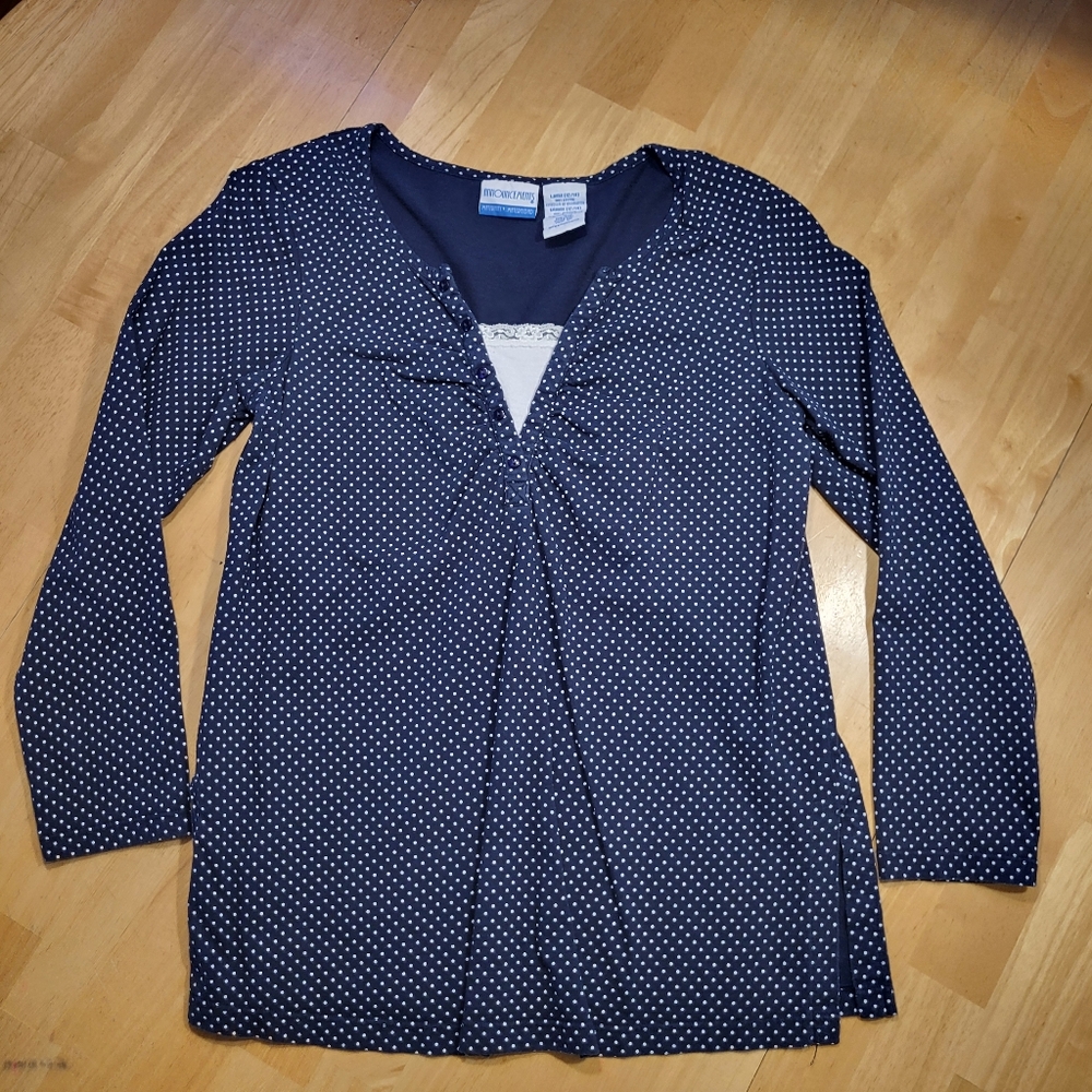Announcements Maternity Top Women's Size Large Polka Dot Wrap V-Neckline